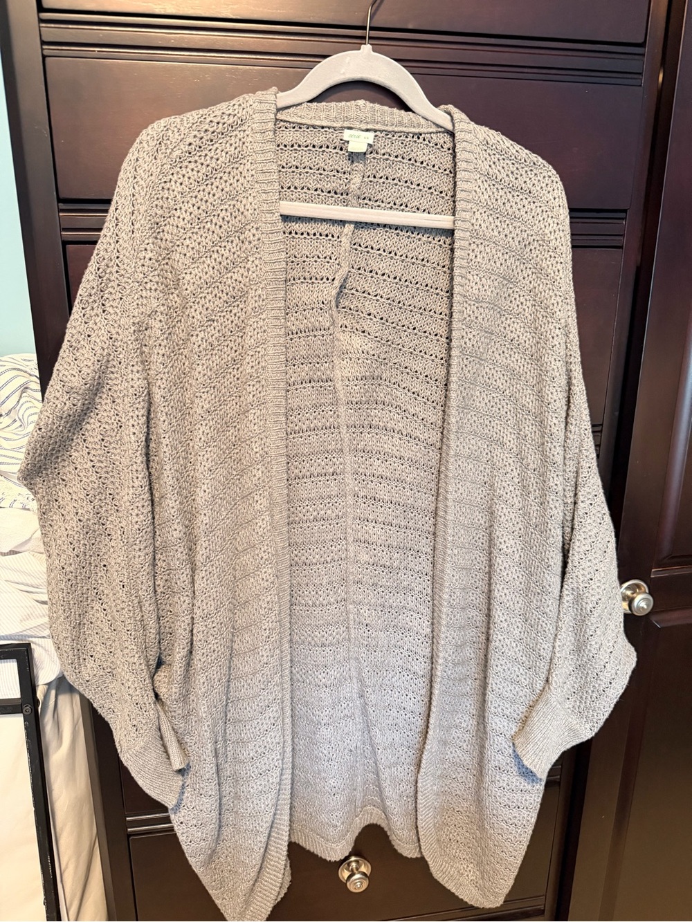 aerie Open-Front Chunky Knit Cardigan - Gray